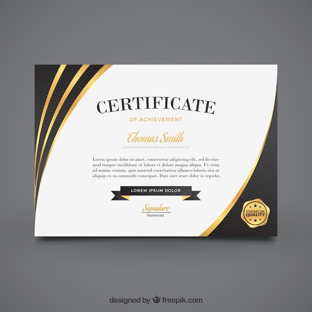 Elegant certificate of achievement with golden elements