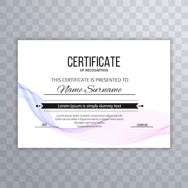 Elegant certificate colorful wave template design