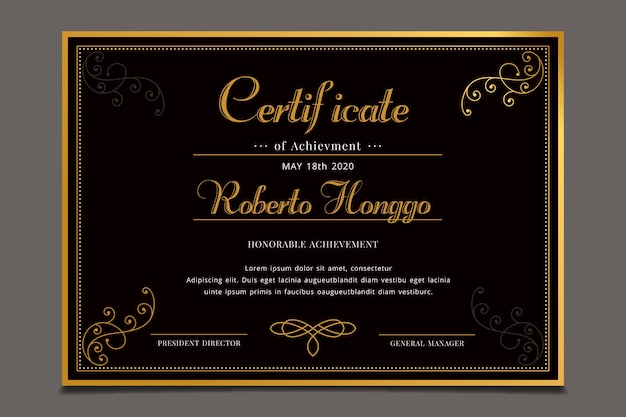 Elegant certificate recognition template concept