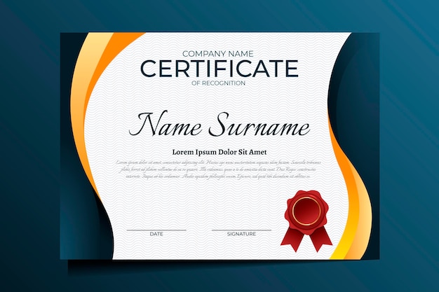 Elegant certificate of recognition template