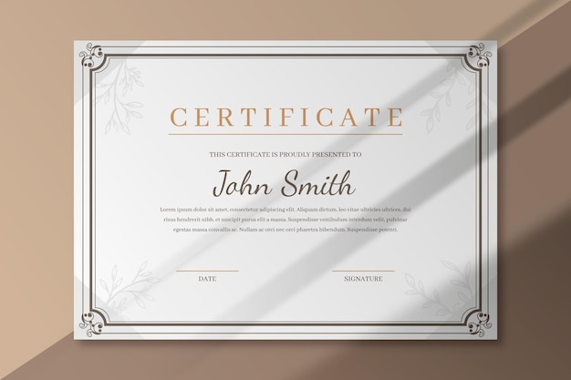 Elegant certificate template with frame