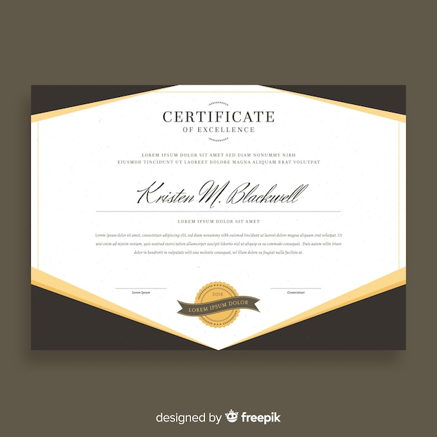 Elegant certificate template with golden style