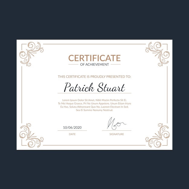 Elegant certificate template with lovely ornaments