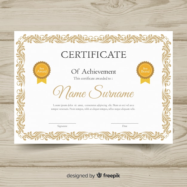 Elegant certificate template with ornamental frame