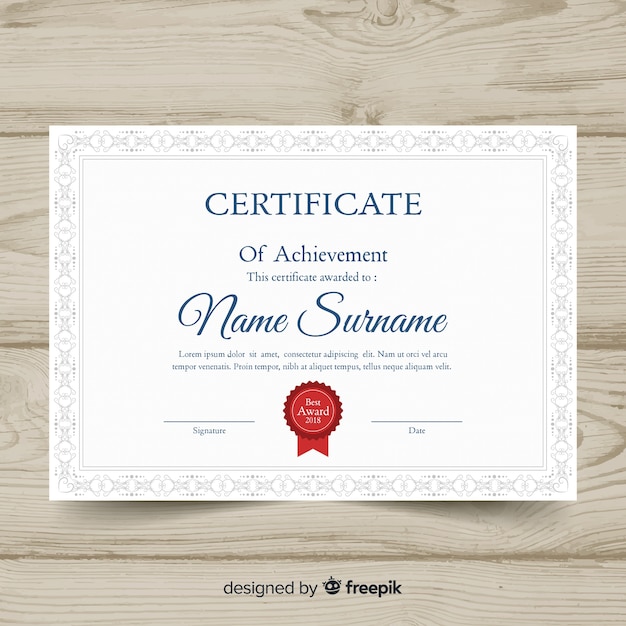 Free Vector elegant certificate template with ornamental frame