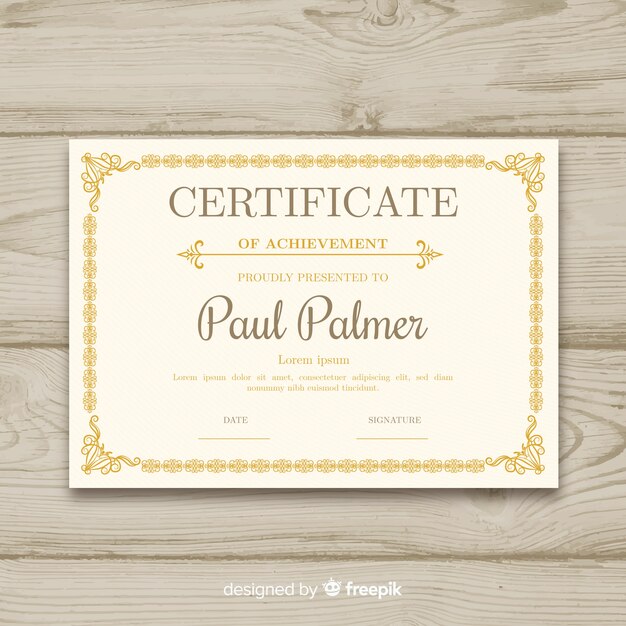 Elegant certificate template with ornamental frame