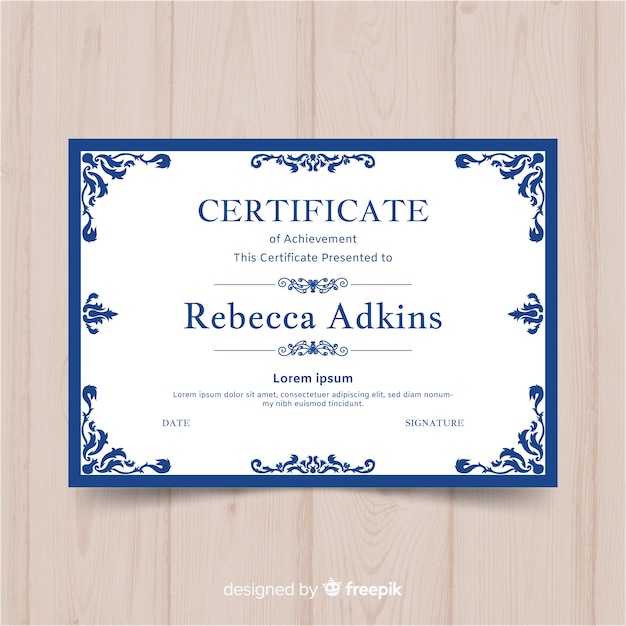 Elegant certificate template with ornamental frame