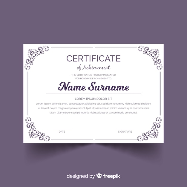 Elegant certificate template with ornamental frame