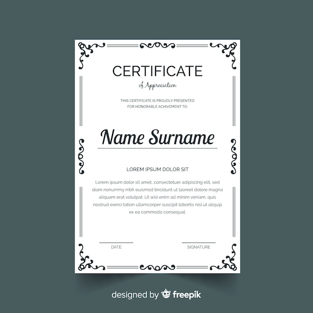 Elegant certificate template with ornamental frame