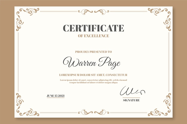 Elegant certificate template