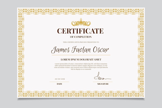 Elegant certificate template