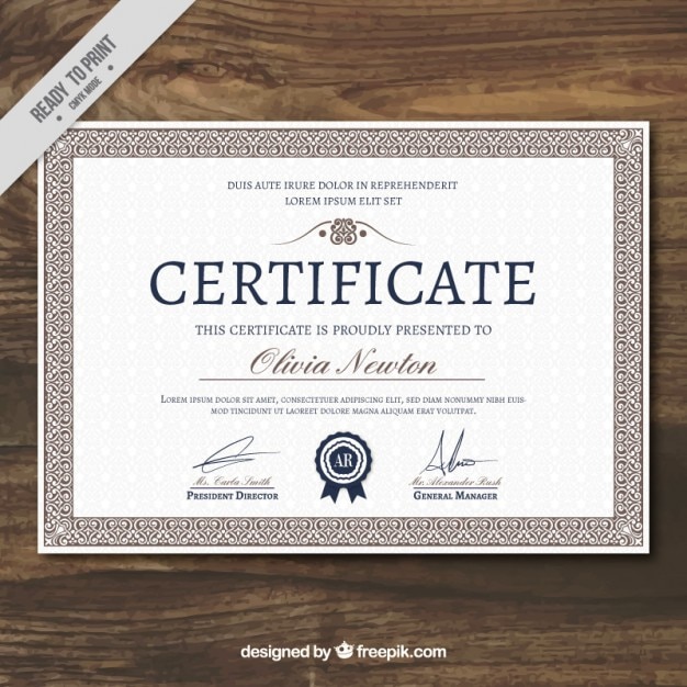 Free Vector elegant certificate