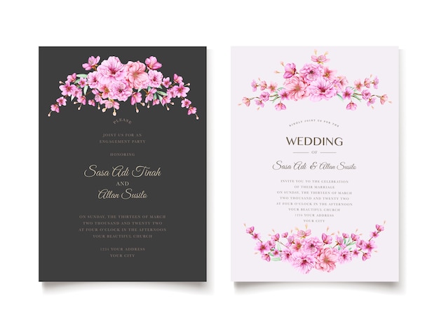 elegant cherry blossom wedding invitation template