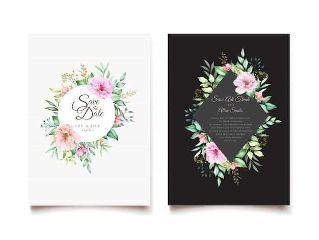 Free Vector elegant cherry blossom wedding invitation theme