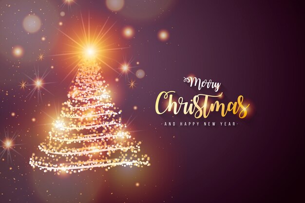 Elegant Christmas background with shiny tree