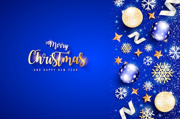 Elegant Christmas Banner with blue background