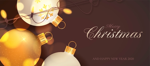 Elegant Christmas Banner with Christmas Lights