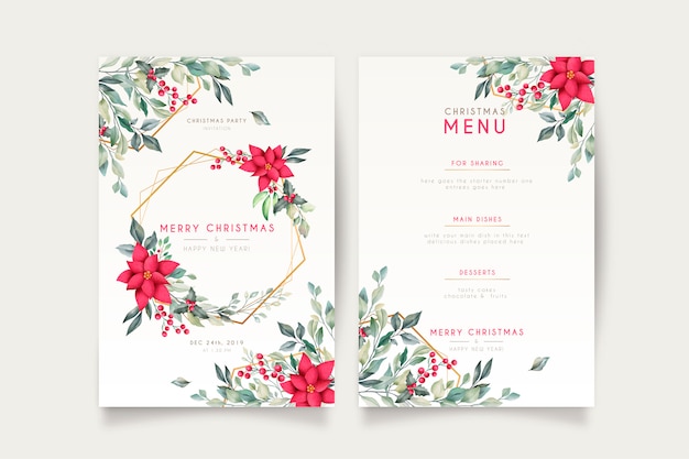 Elegant Christmas card and Menu Template