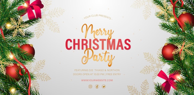 Elegant Christmas party background with realistic decoration