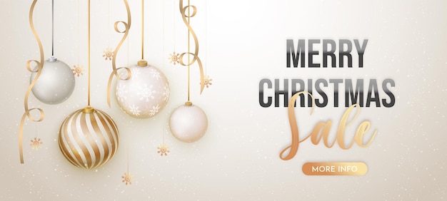 Elegant Christmas sale background with realistic decoration