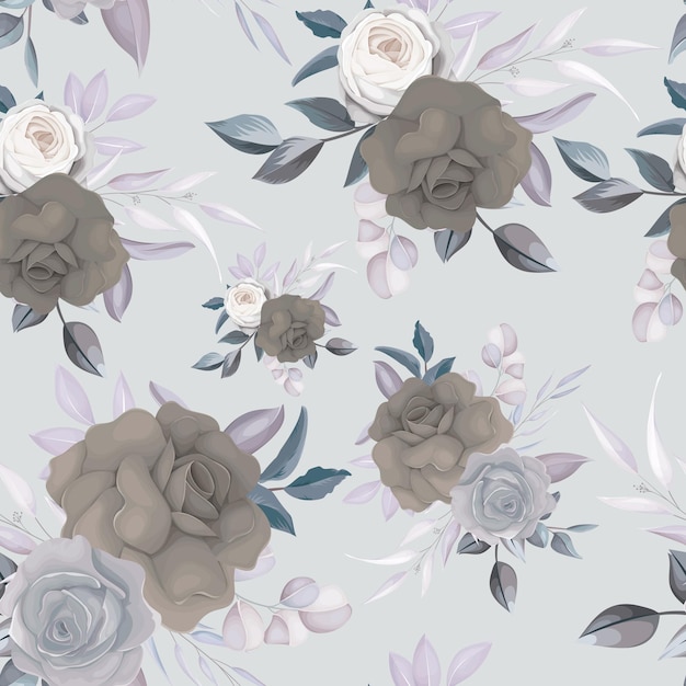 Free vector elegant classy dark floral seamless pattern