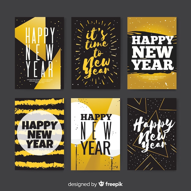 Elegant collection of golden new year 2019 cards