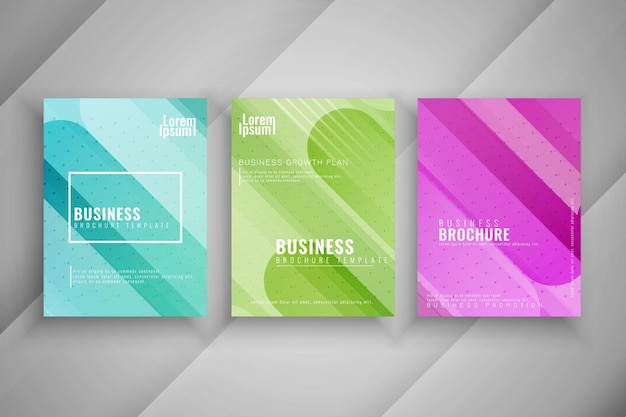 Free vector elegant colorful geometric business brochure template set