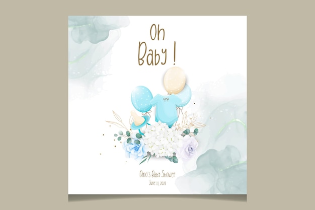 Elegant cute baby shower invitation card with beautiful floral