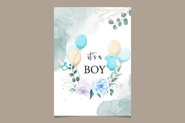 Elegant cute baby shower invitation card with beautiful floral