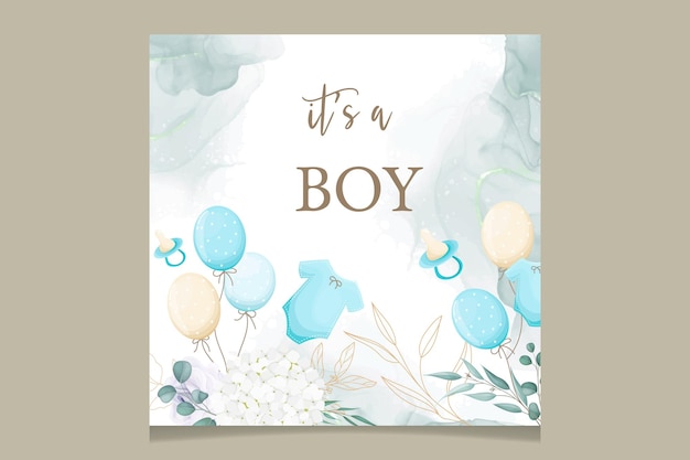 Elegant cute baby shower invitation card with beautiful floral