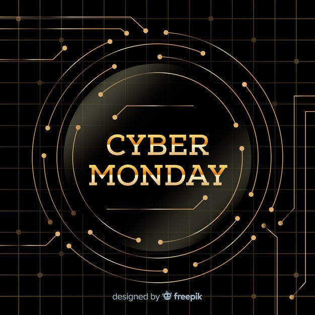 Elegant cyber monday sale background with golden text