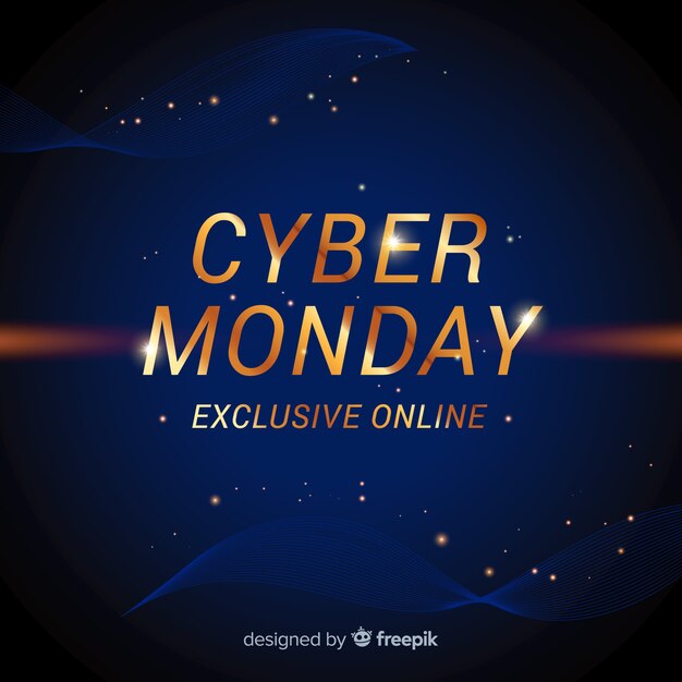 Elegant cyber monday sale background with golden text