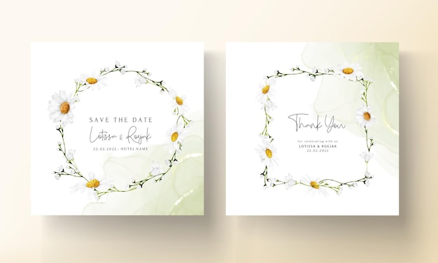 Free Vector elegant daisy flower wedding invitation card template