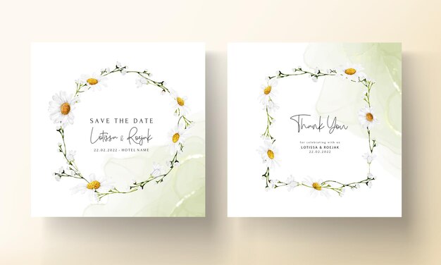 elegant daisy flower wedding invitation card template