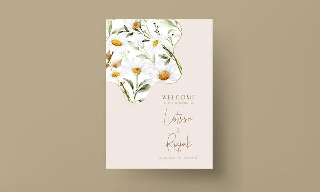 elegant daisy flower wedding invitation card template