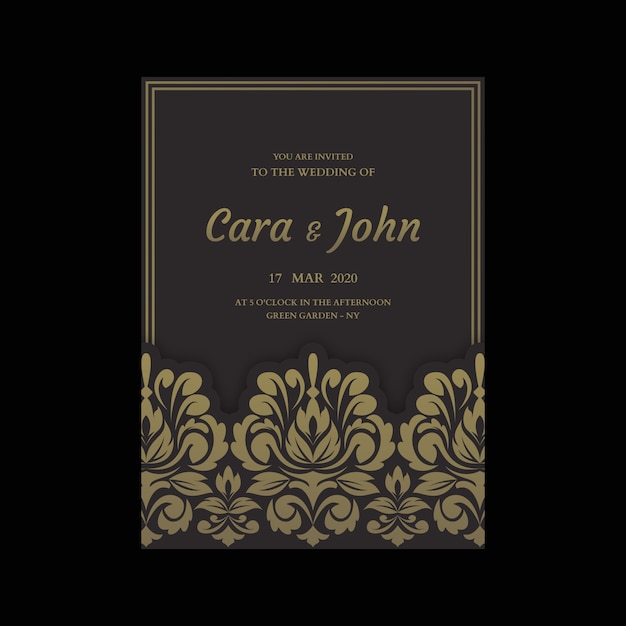 Elegant damask wedding invitation template