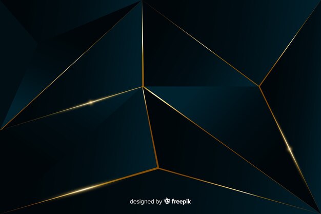 Elegant dark polygonal background with golden lines