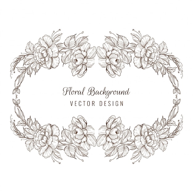 Elegant decorative sketch floral card frame background