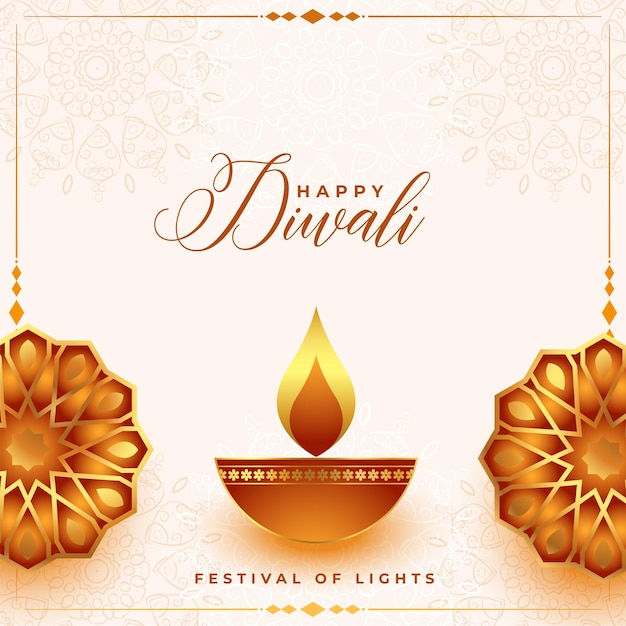 Free vector elegant deepavali festival banner with glowing diya and floral design vector illustration