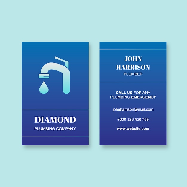 Elegant diamond plumbing company business card