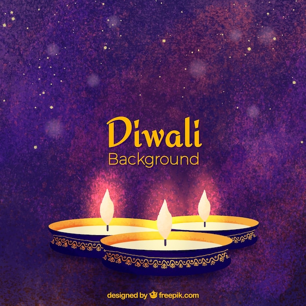 Free Vector elegant diwali background with candles