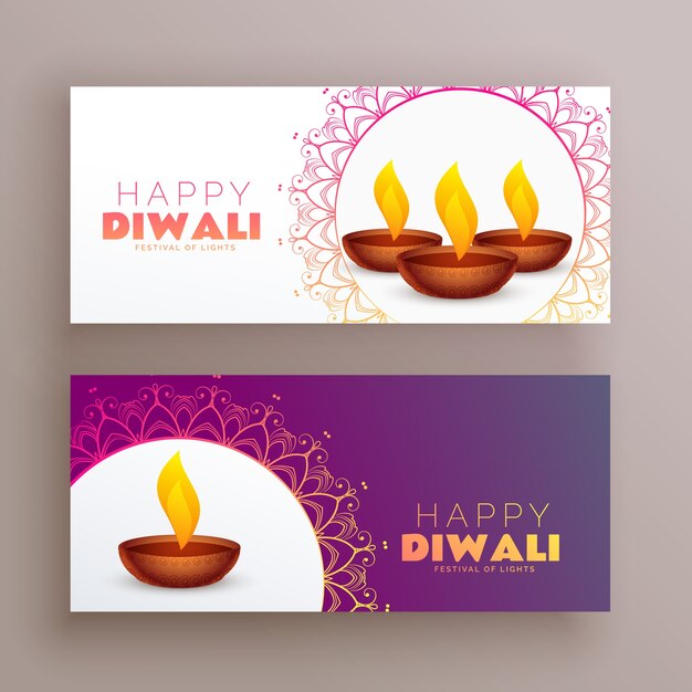 elegant diwali festival banners greeting card set background