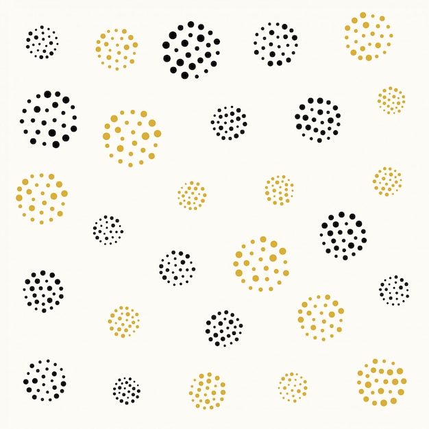 Elegant dots circle pattern in black and gold colors