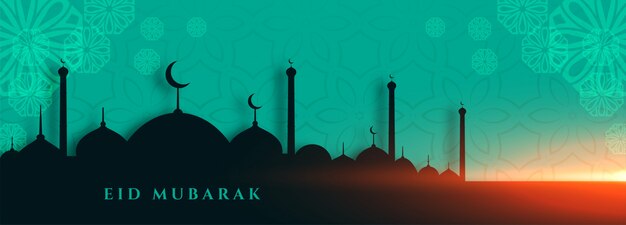 Elegant eid mubarak mosque banner festival design