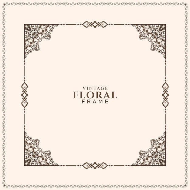 Free vector elegant ethnic floral frame decorative background