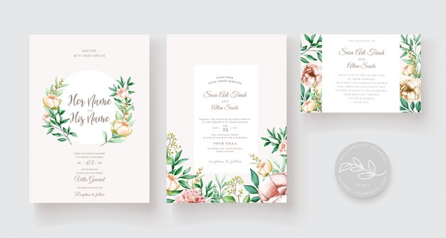 Elegant eucalyptus wedding invitation card set