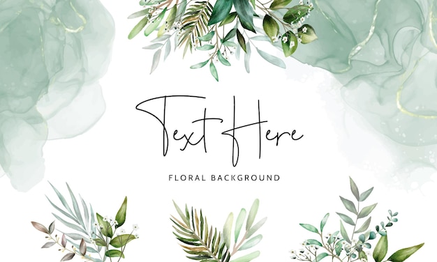 Free vector elegant floral background with hand drawing leaves watercolor