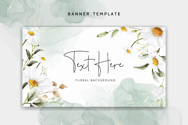 elegant floral banner template with beautiful daisy flower