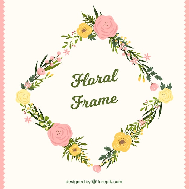 Elegant floral frame with flat design