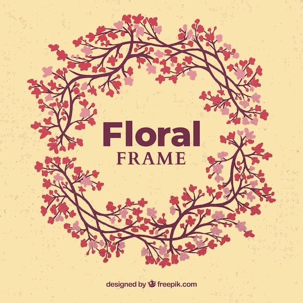 Elegant floral frame with flat design